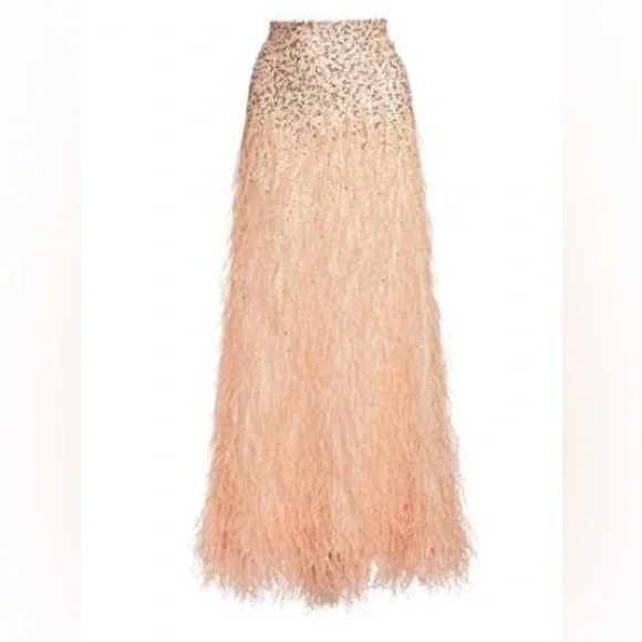 NEW Alice + Olivia Embellished Feather skirt - Picture 1 of 6